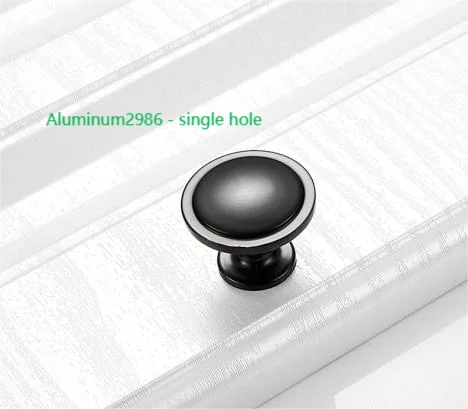 2023 Popular Single Hole Aluminum Alloy Handle European Simple Pull Cabinet Wardrobe Drawer Black Handle Knobs