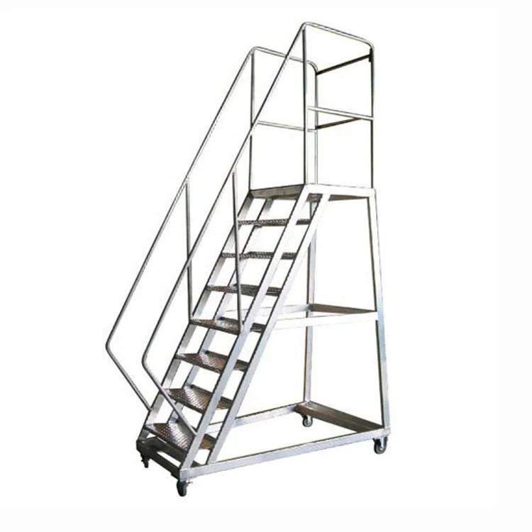 
Strong Metal shelf ladder with wheel for warehouse, Office, Supermarket 