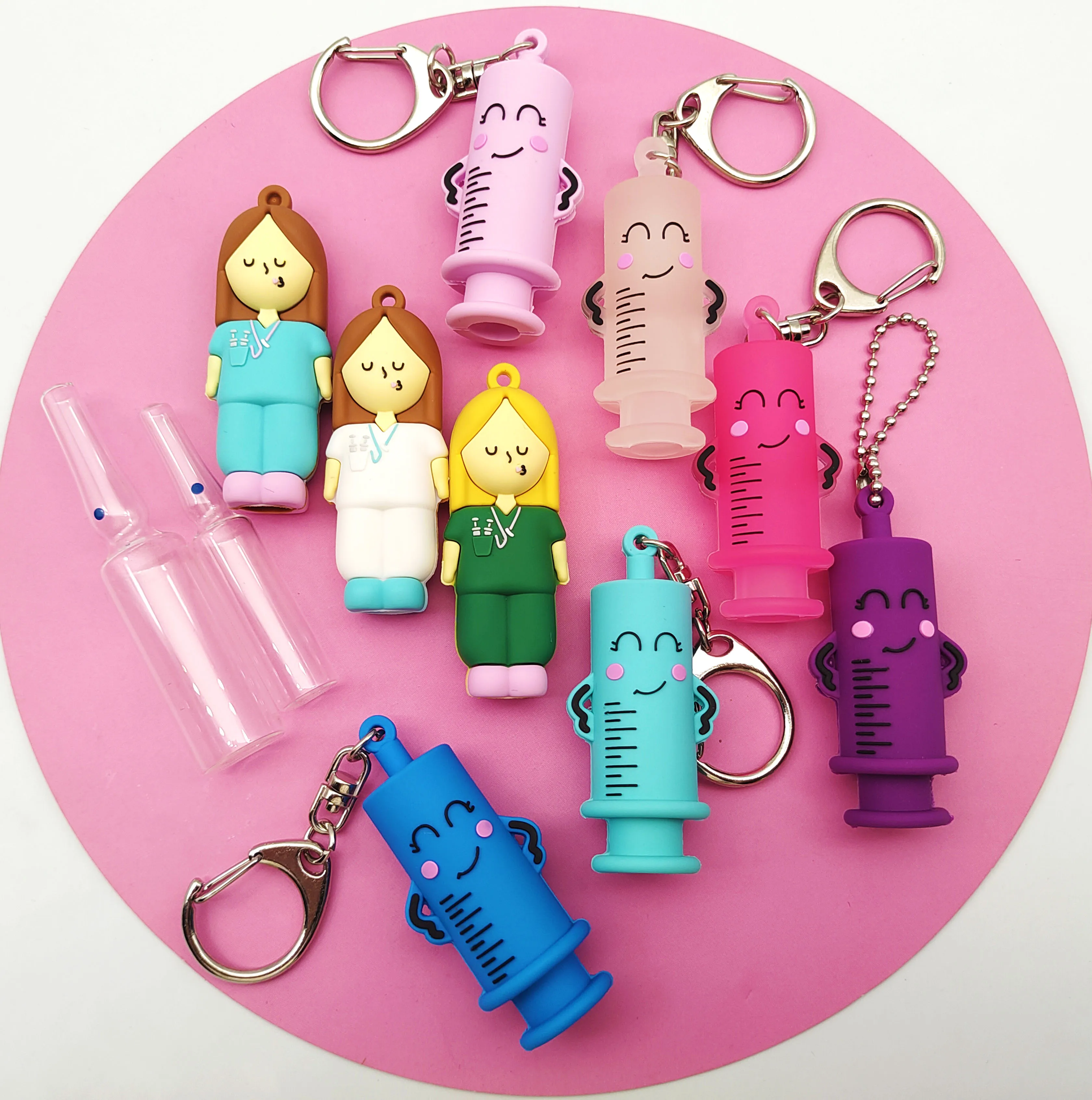 Silicone PVC Rubber Transparent White Glitter Syringe Shaped Ampoule Cutter For Breaking Ampoule Opening Blister Nursing Tool