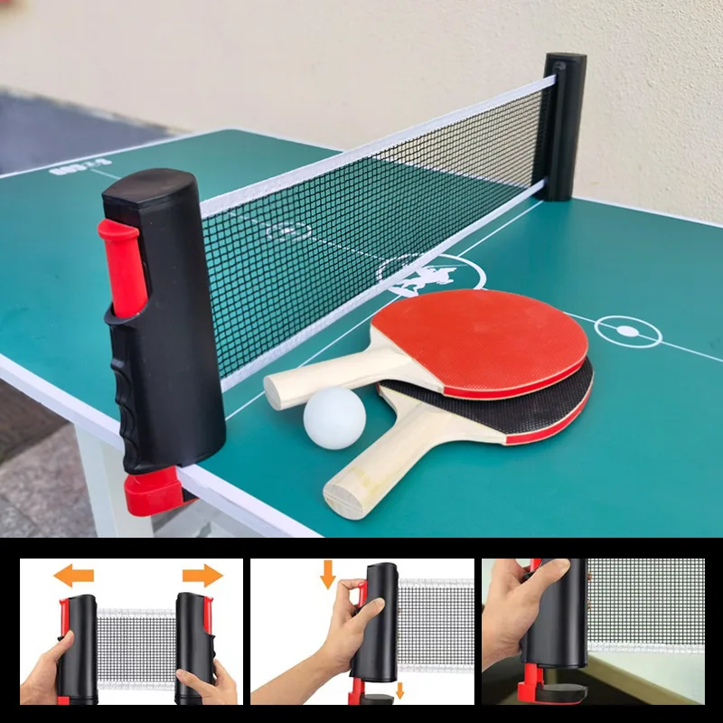 Ping Set 4 player Professional Wood Table Tennis Racket  Bat Set 4 Balls with Portable Net