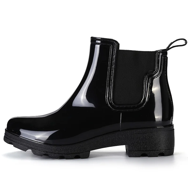 Black Boots For Women Ankle Booties Stretch Knit Patchwork Fashion Chelsea Design