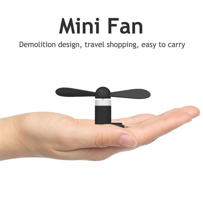 Top selling quality 2 in 1 usb fan ready stock micro usb cellphone fan for outdoor sports mobile cooling fan multi colors logo