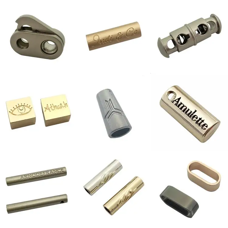 Wholesale Rose Gold Square Design Metal Cord Stopper Double Cord Lock For Bags