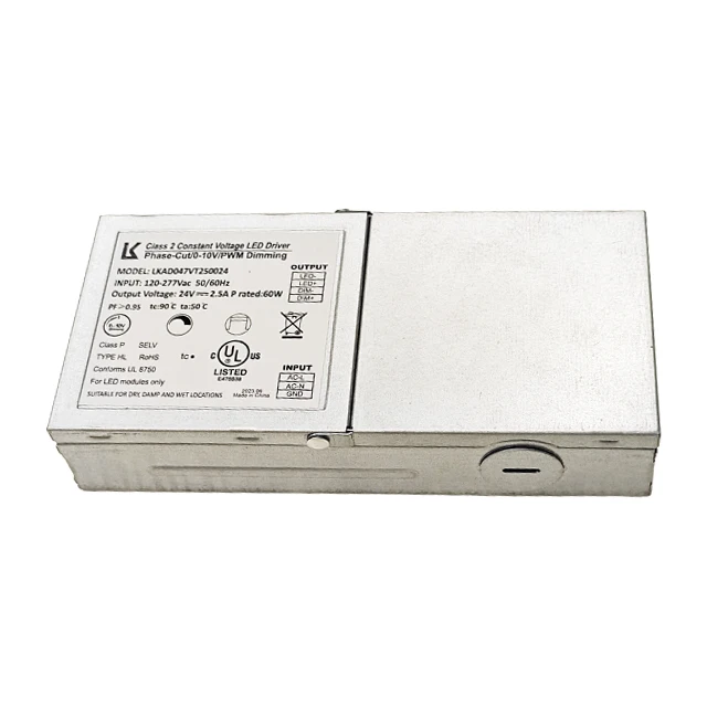 cUL 24v led driver with junction box  led strip power supply 120-277V universal input phase dimming led driver for LED Fixture