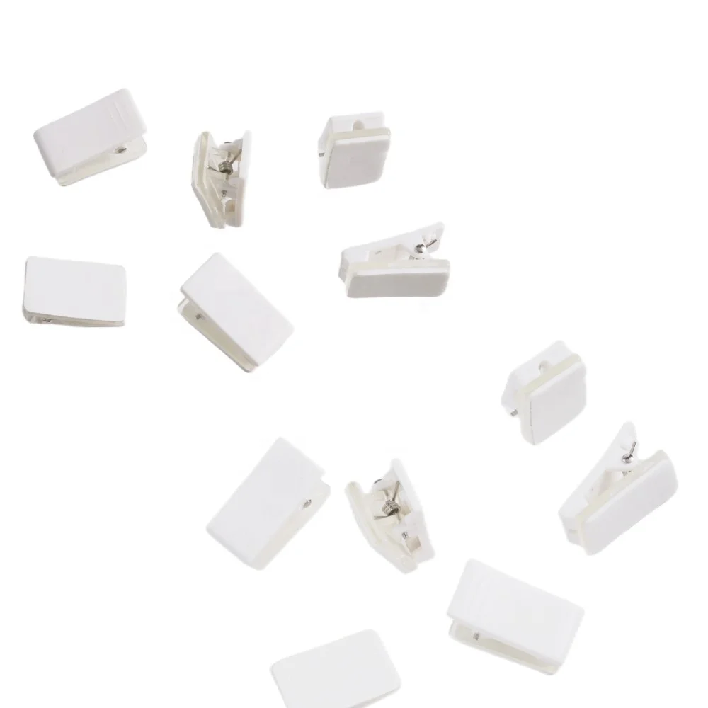 Bestom  One Time Use Plastic Pressure-Sensitive Clip with Ribbed Thumb-Grip,Pvc ID Card Sleeve Clip ,Self-Adhesive Spring Clips