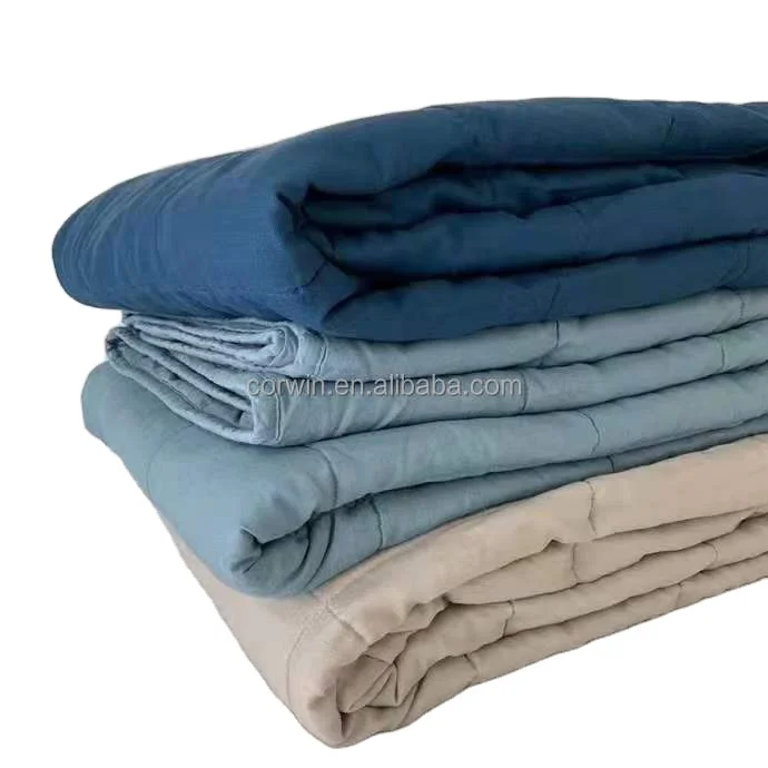 Stone-washed 100% Linen quilt Twin size high quality luxury Bedding Cover Plain dyed bedspread Basic bedding  hotel Blue Beige