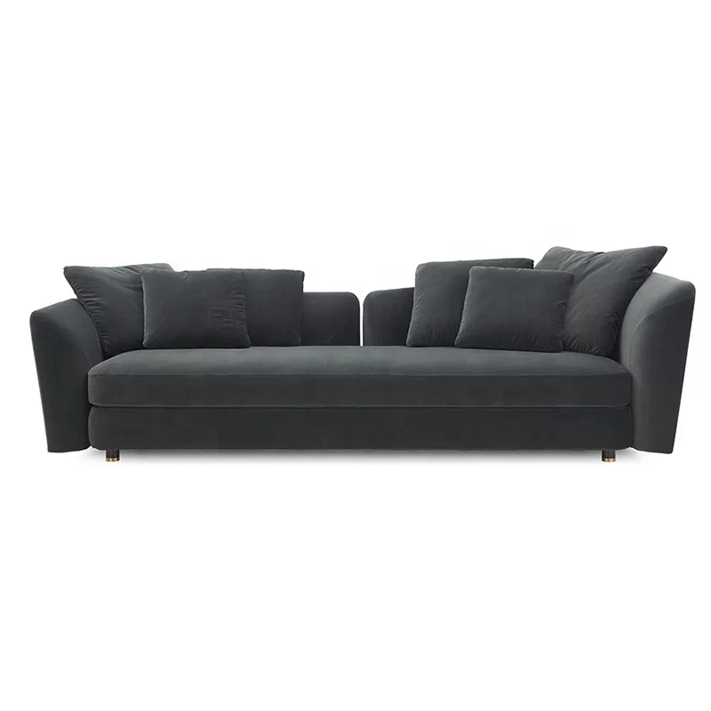 Italian Design Luxury Modern Velvet Cloth Leather Four-Seat Sofa for Modern Living Room
