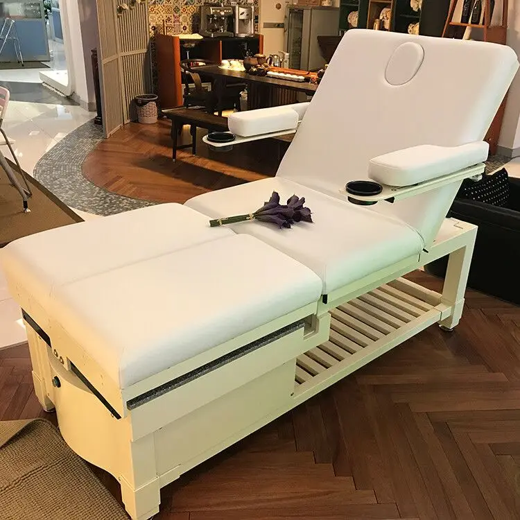White Color Luxury Salon Pedicure Chairs Foot Massage Spa Table for Sale