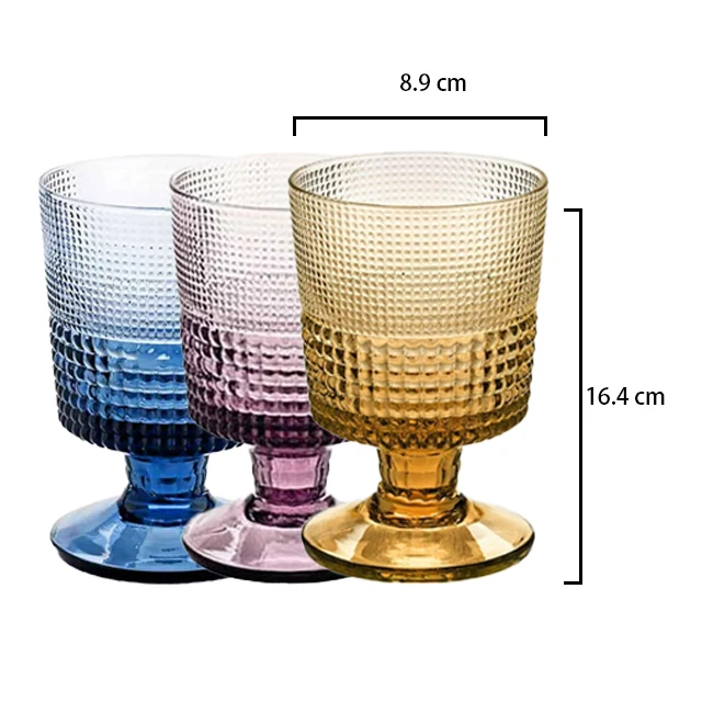 Mechanism Retro Wine Water Whiskey Glasses Cup Embossed Blue Drink Glass Goblet