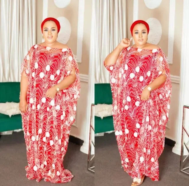
2021 African muslim long dress fashion lace batwing sleeve summer loose plus size abaya kaftan style robe two pieces set 