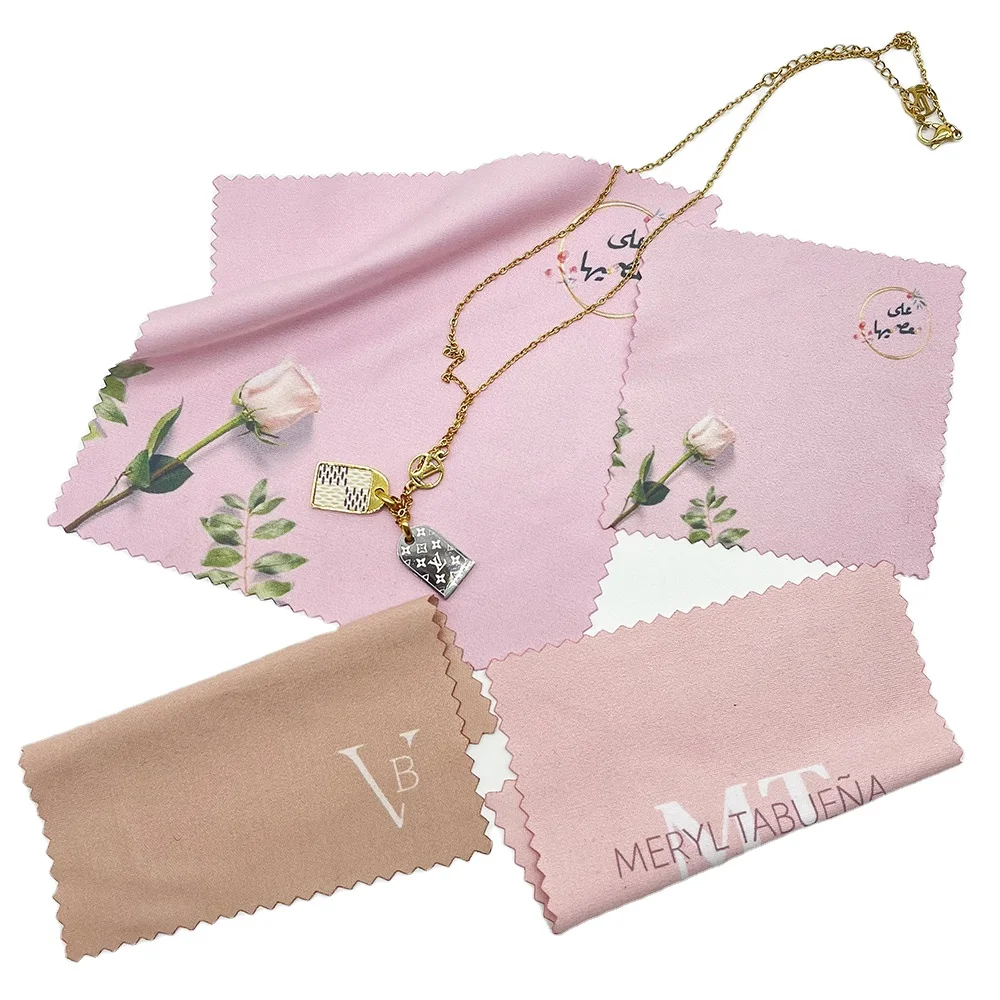 Custom jewelry polishing microfiber cleaning cloth with logo