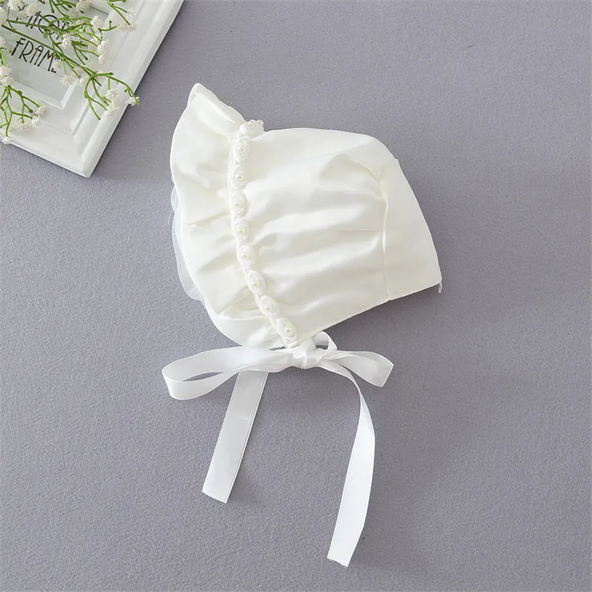
Beige Baby Hat for Christening Baptism Hats for Babies Princess Sweet Formal Birthday Party Infant Hats Toddler 