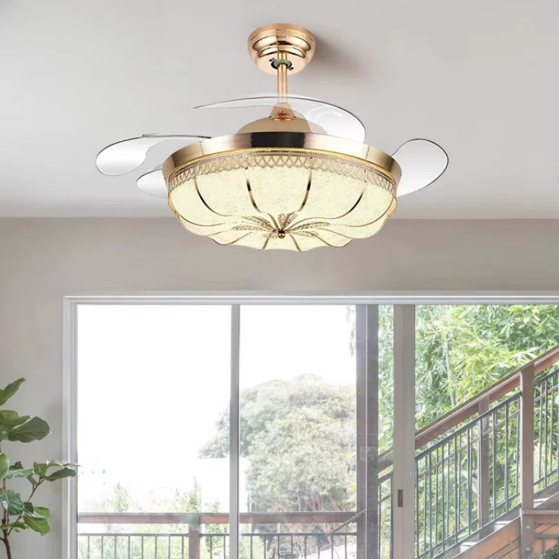 SENKAI luxury glass chandelier simple ceiling light living room decorative smart led ceiling lights with fan for bedroom hotel