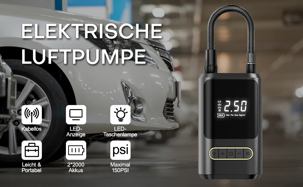 ATJ-8466  portable air compressor 12v Smart Automatic Bicycle Motorcycle Tire Air Inflator Power Indicator Mini Portable