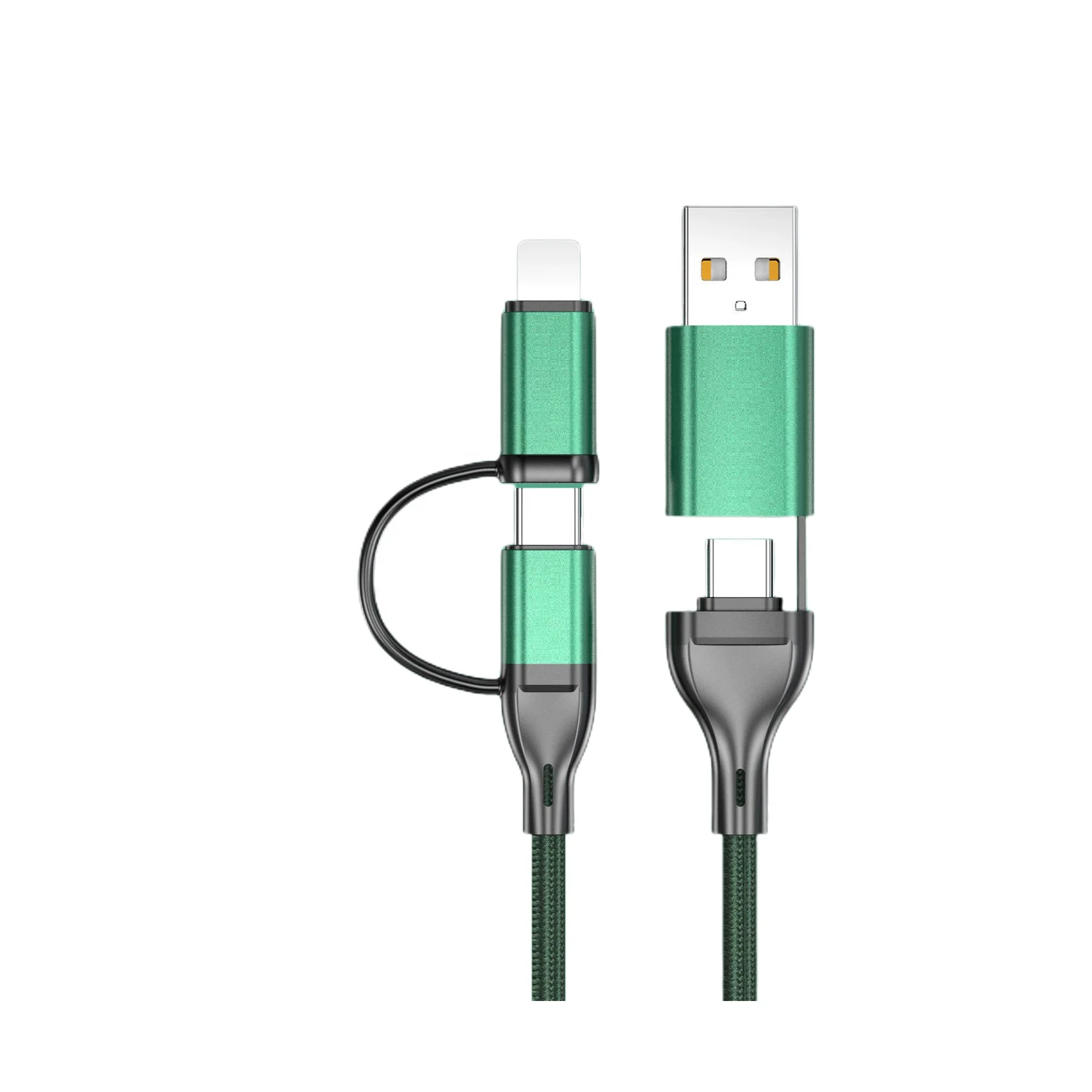 Green 4 In 1 USB A To C Cable Type-C To C C to L PD Charging A to L USB Charging Cable for Mobile phone