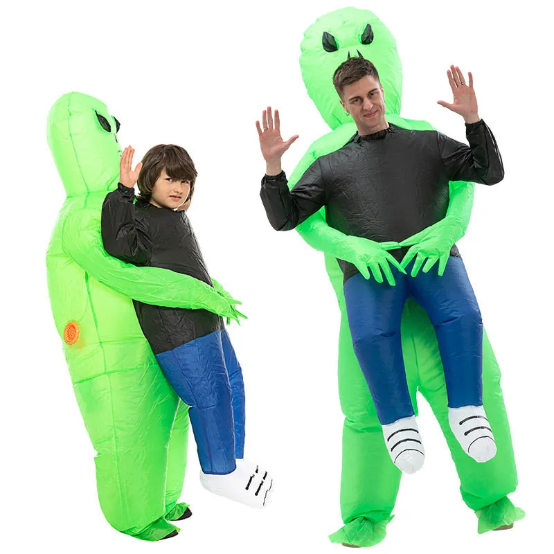 Kids Adult Halloween Christmas Carnival Ghost Inflatable Monster Costume Scary Green Alien Party Cosplay Costume