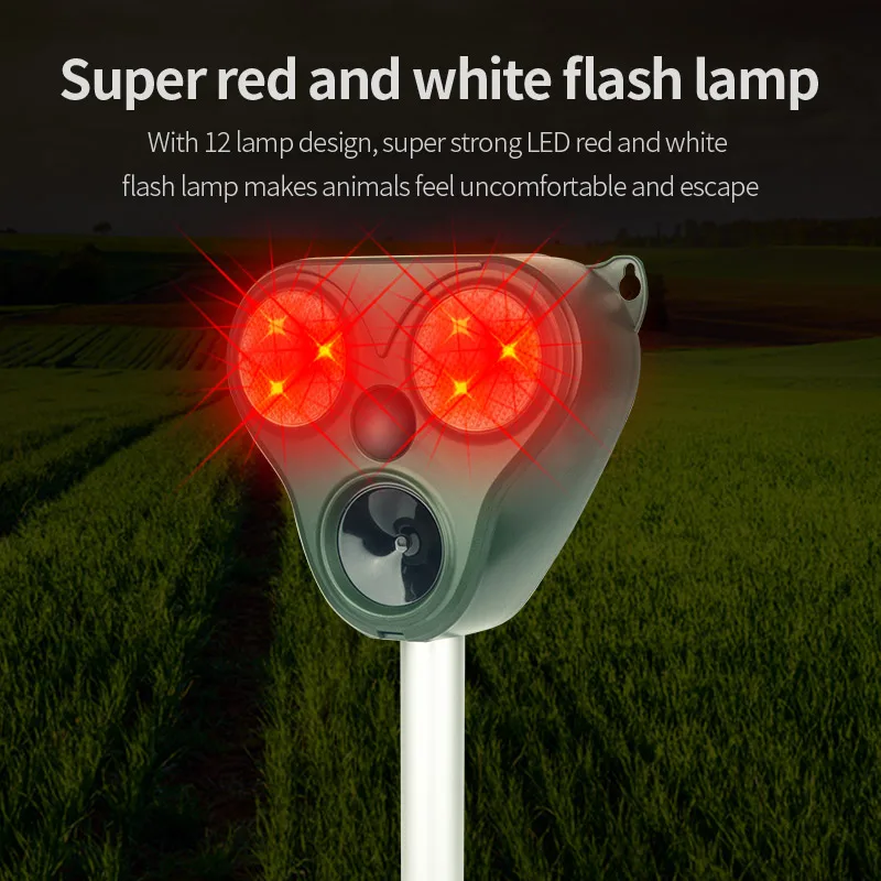 Farm Solar Ultrasonic Repellent Deterrent Animal Repeller animal bird Bird Dog Cat Deer Raccoon Flash Light repel tool machine