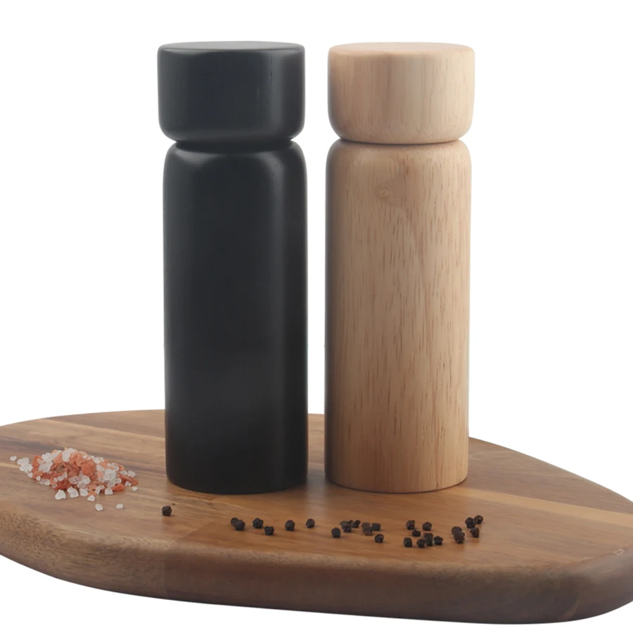 New Arrival Manual Adjustable Salt and Pepper Mill Set of Natural Wooden Spice Grinders
