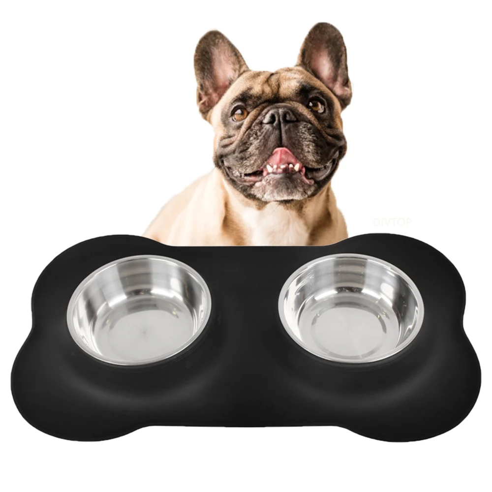 Миски для воды и еды, миски из нержавеющей стали, миска для собак с нескользящим силиконовым ковриком без протекания