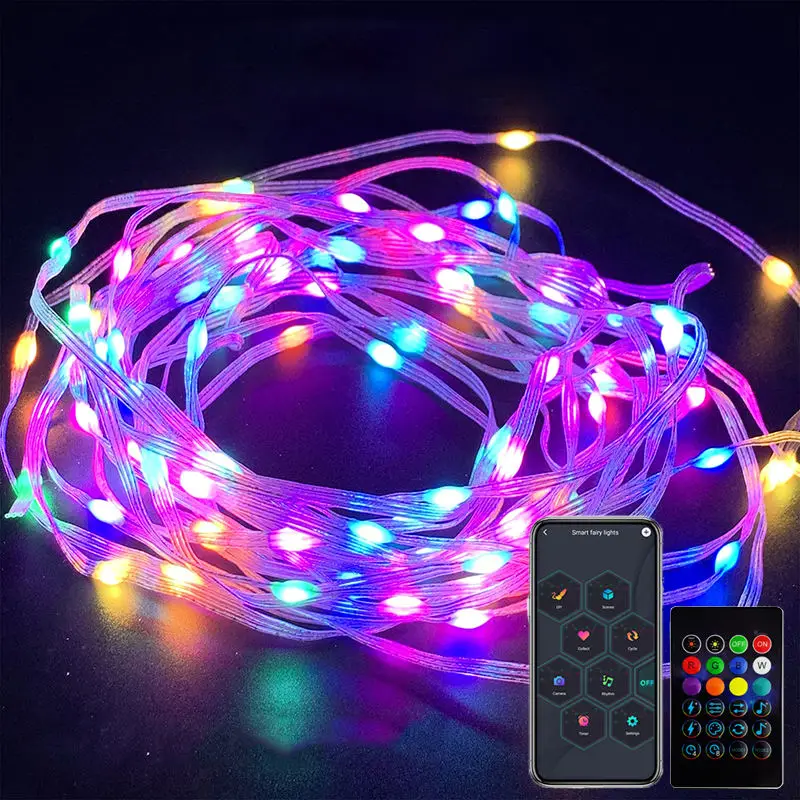 LED Christmas Outdoor Garden Decorative Pixel Point String Lights Smart Fairy Lights Copper Wire Fairy String Lights