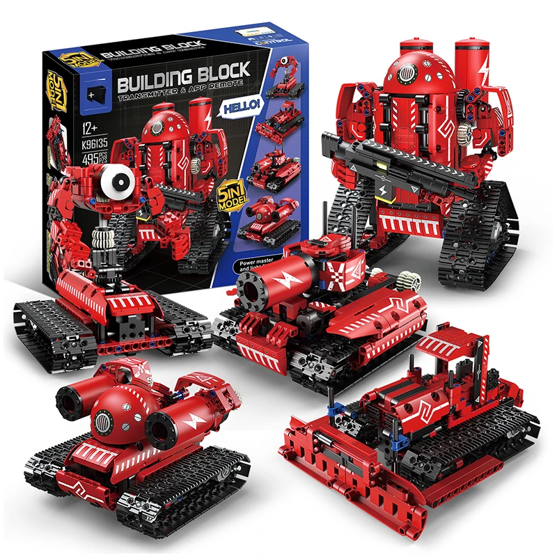 5-in-1 2.4G STEM Robot Building Block Toys Kids DIY Remote Control Robot Assembly Toys Block Bricks 3D Puzzle Toy