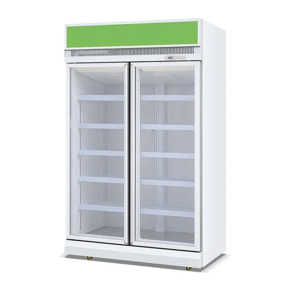 Upright Single-Temperature Beverage Ice Cream Cooler ETL Certified Vertical Refrigerator Glass Door Supermarket Shop Use Cooling