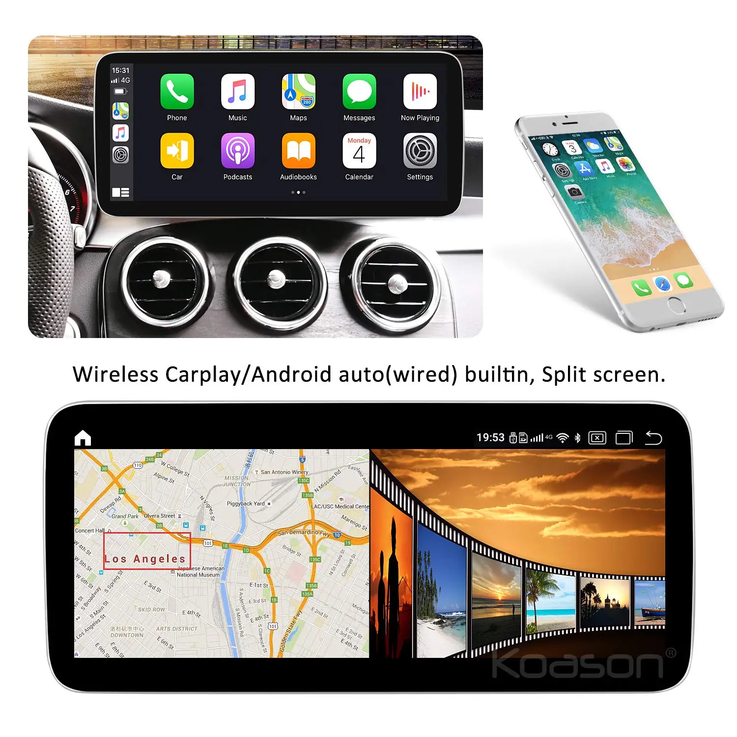 12.3 Inch GPS Navigation Screen BT Car Monitor Carplay Car Radio Auto DSP Audio for Mercedes W204 W205 2007-2018 Mercedes Benz