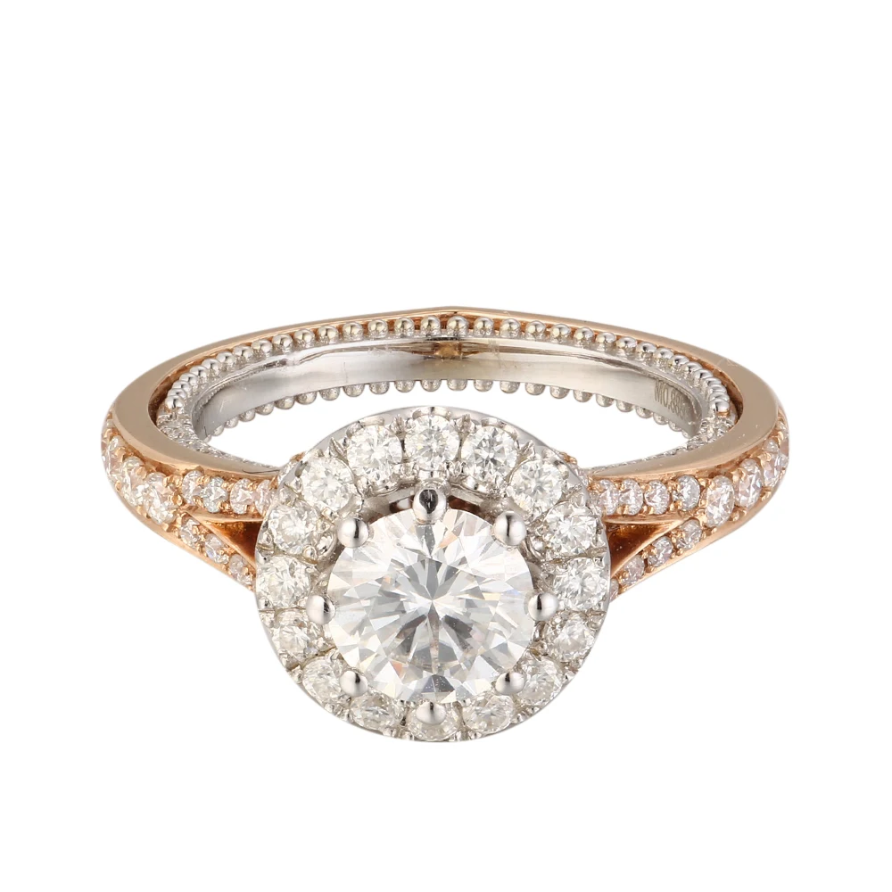 Megan Wholesale Moissanite Diamond Ring 14K 18K Real White Rose Gold luxury round piece wedding engagement custom love gift