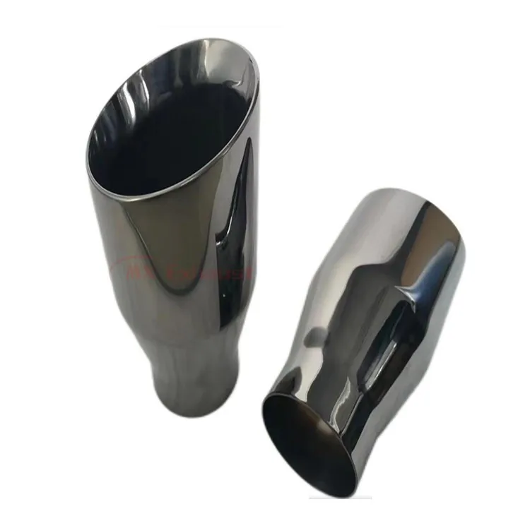 customizable Hot sale Universal stainless steel titanium Black pipe angle cut single wall exhaust muffler tip for car