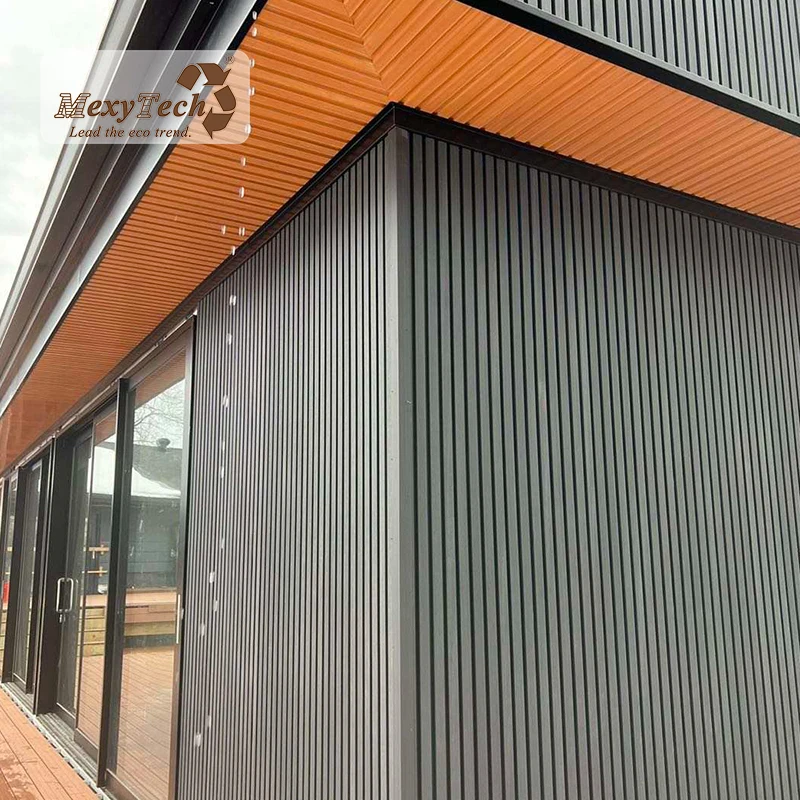 fluted design Exterior WPC wall panel facade Outdoor co-extrusion aluminum composite wall cladding