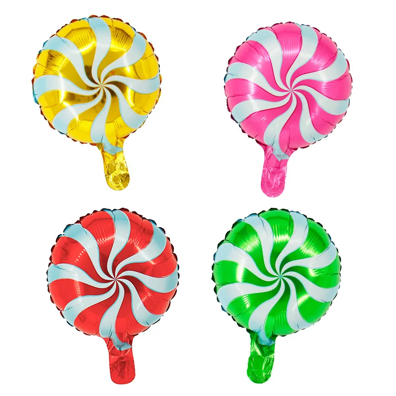 Wholesale 10 inch round lollipop aluminum film balloon baby shower decoration mini cartoon toys hand stick globos