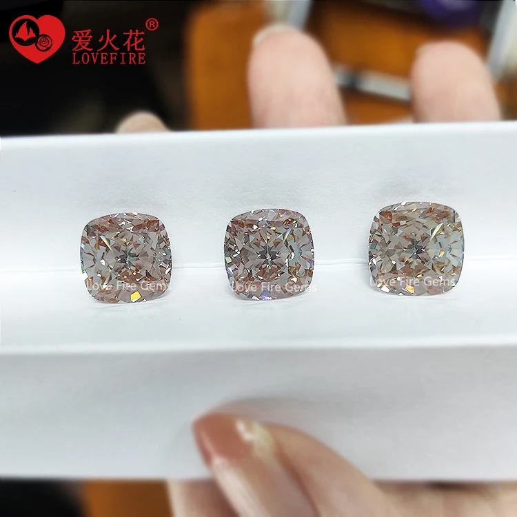 Ice flower cut cz stones 5A+ cushion crushed ice cut 4 colors cubic zirconia stones for jewelry making