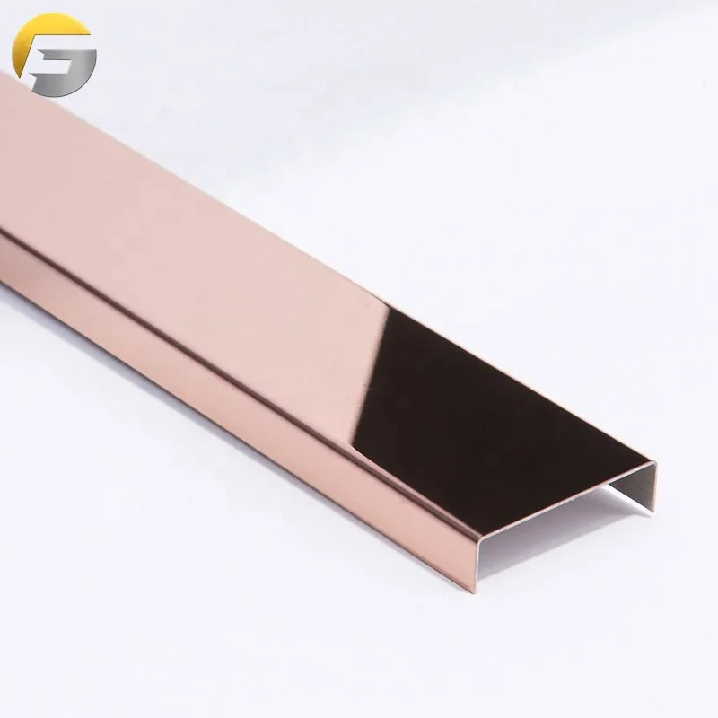 AN848 Customized Stainless Steel Colorful Tile Trim 304 T/L/U Shape Metal Line For Wall & Ceiling & Corner Decoration Project