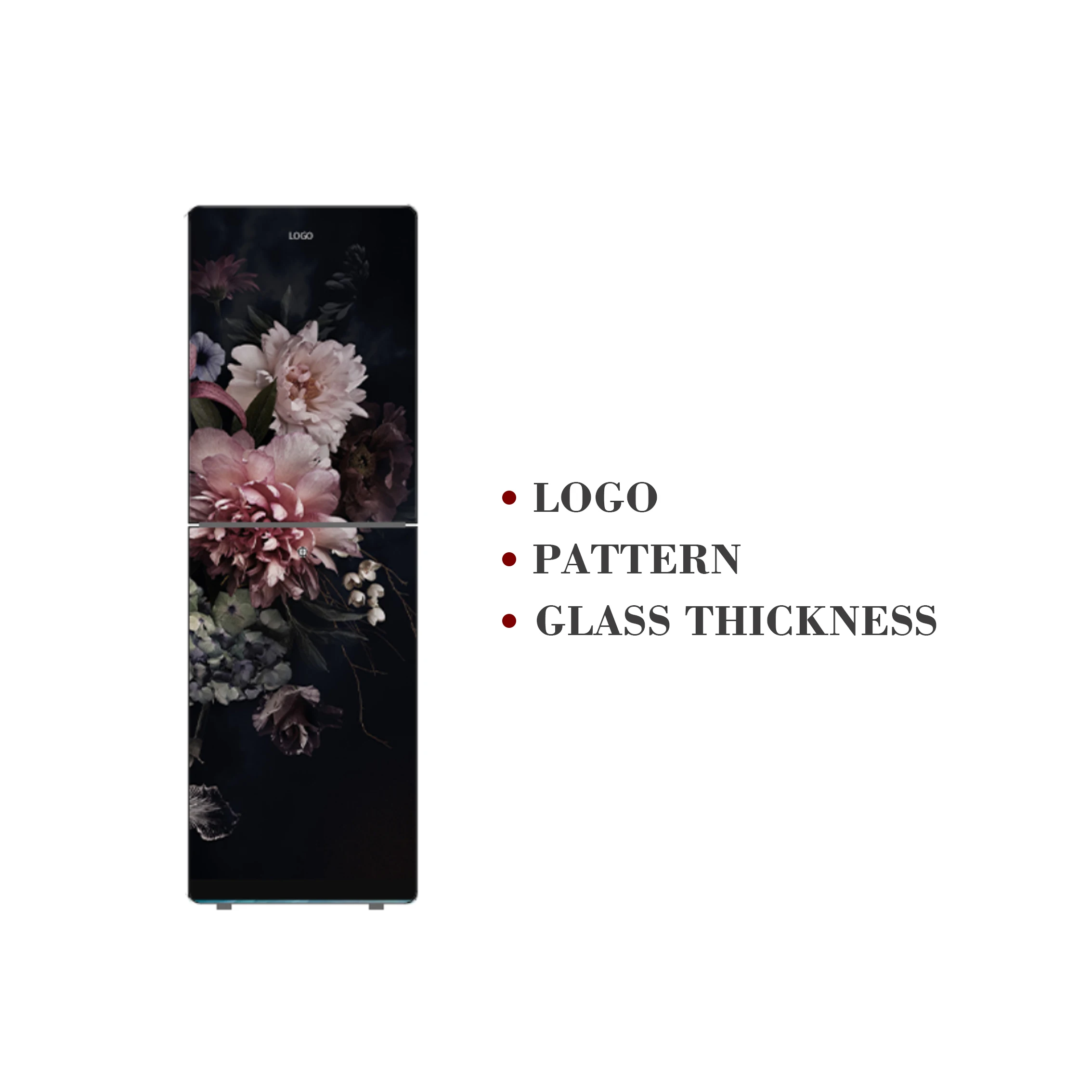 Tempered thickness 3 mm-8 mm components spare parts decorative refrigerator glass panel