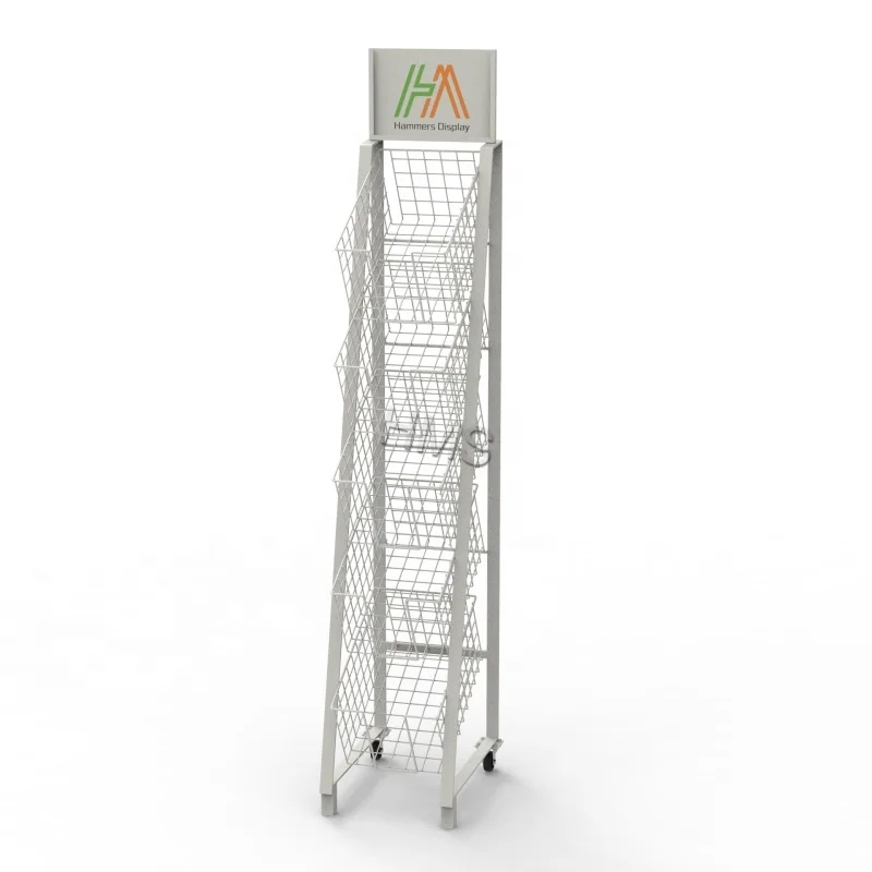 Metal Newspaper Display Stand Shelf Magazine Display Rack