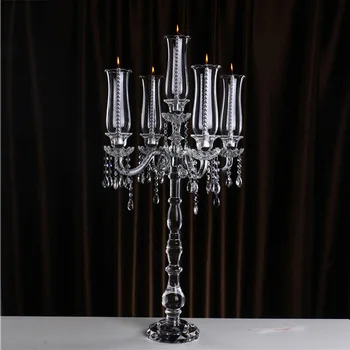 MH-ZT133 Hot Sale 5 Arms Wedding Crystal Candelabra Centerpieces Wholesale Crystal Candlestick