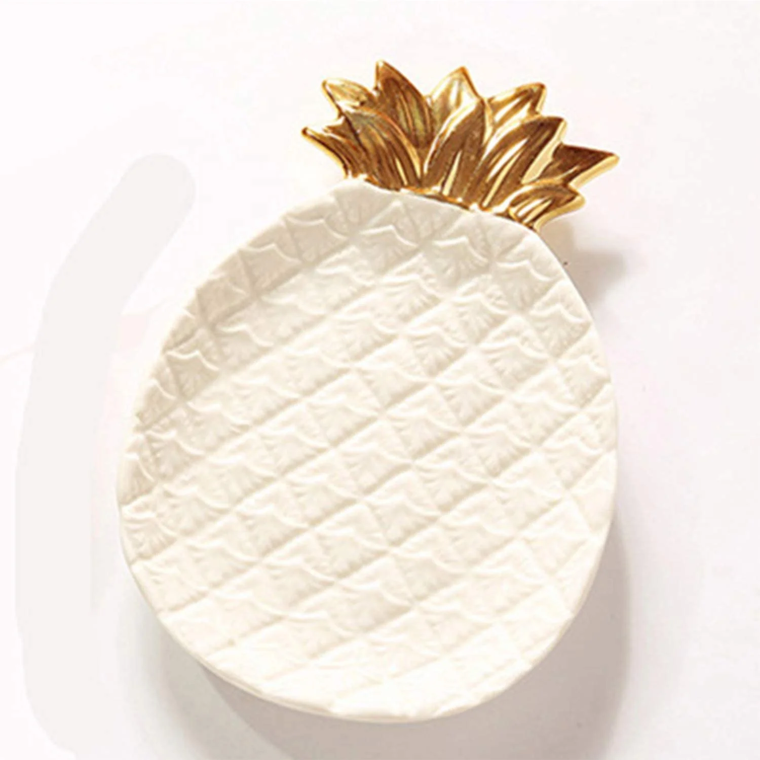 Ceramic  Pineapple Shape Serving  Plates Golden Snack Plates Chromed Color Dishes for  Christmas Wedding Party Home Decor