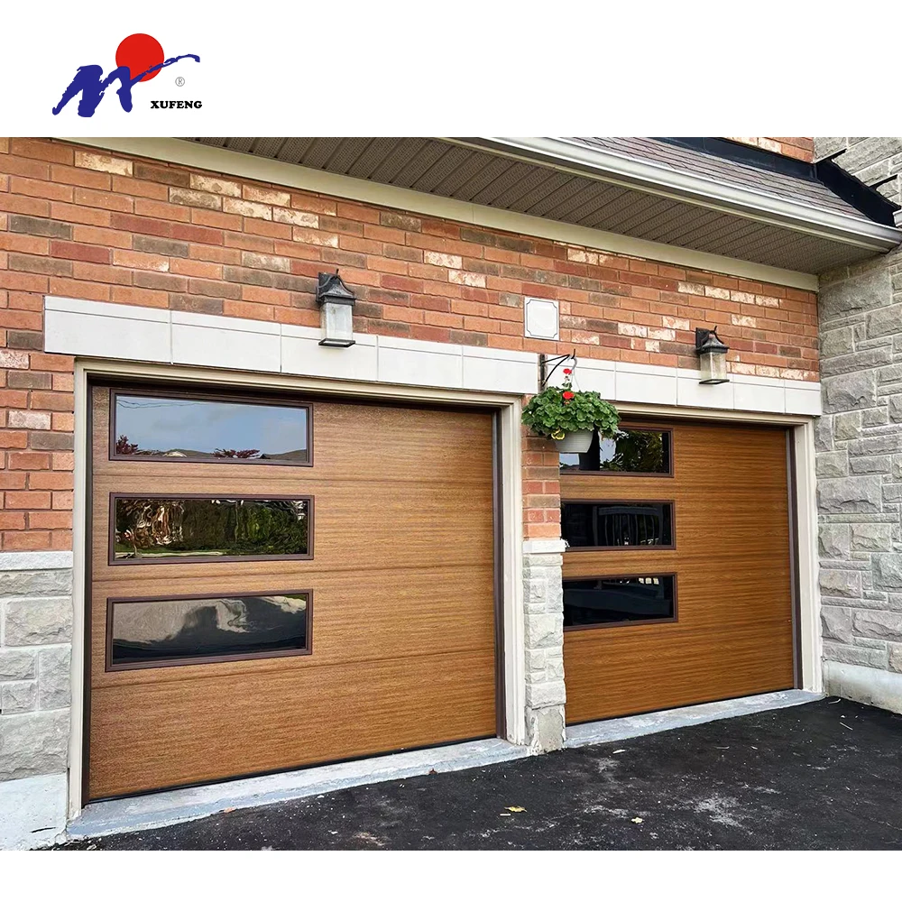 Contemporary 9x8 Single Solid Wood Side Sliding Over Head Stainless Steel Automated Garage Door