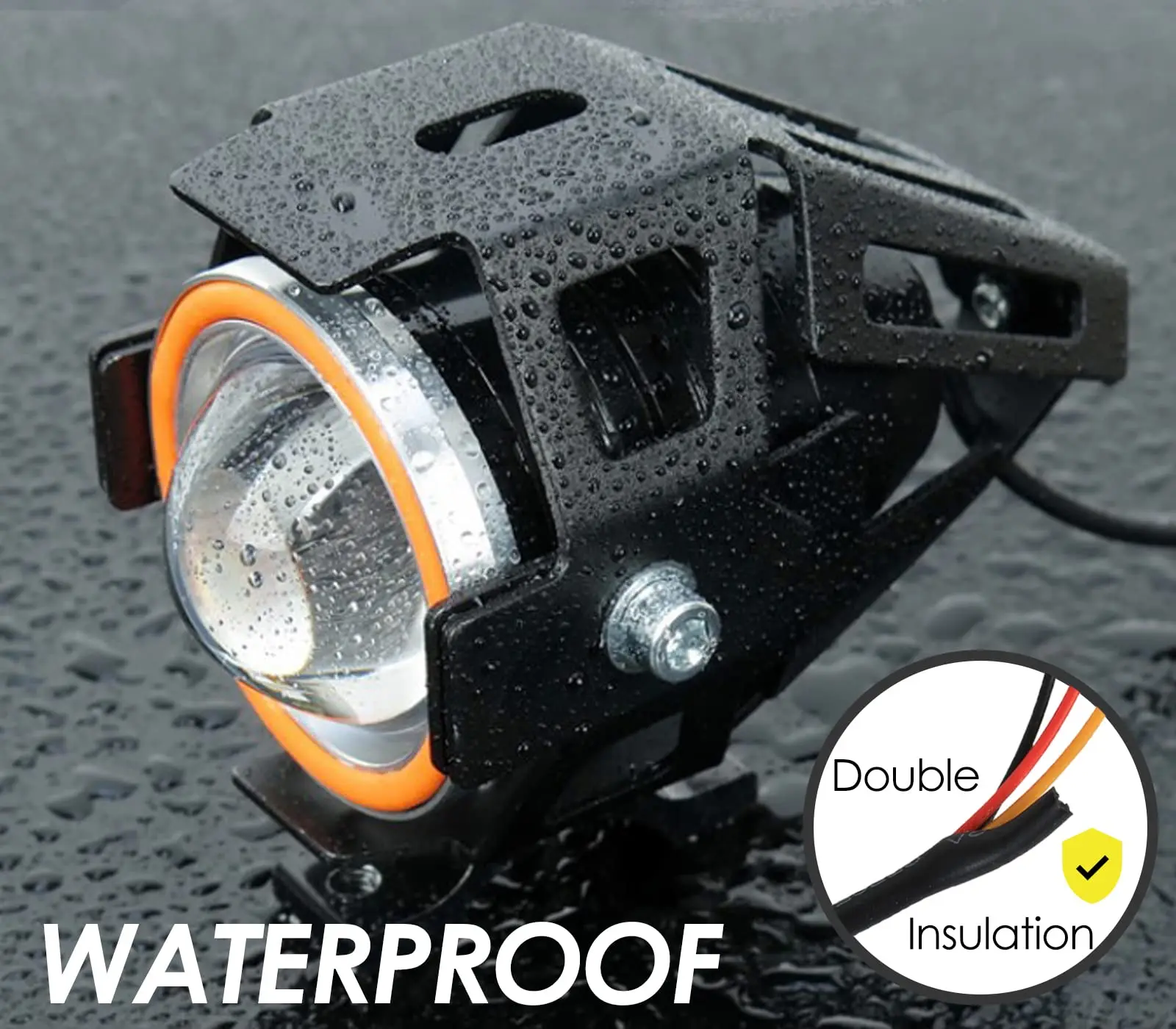 Universal U7 Waterproof 12V Angel Eye Fog Light Motorcycle High Low Strobe Beam Headlights