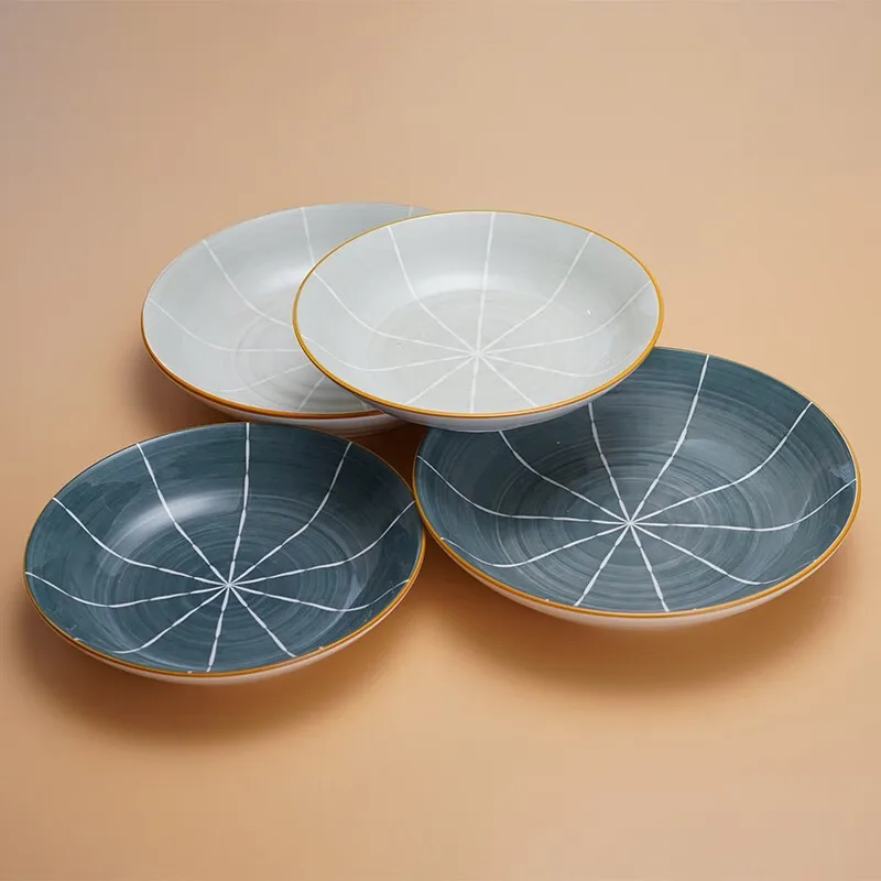Ink grey tableware set with 16 pieces of Chinese ceramics as a gift for elders
