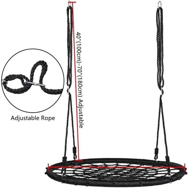 Прочная стальная рама, регулируемые веревки, 40 дюймов, качели паутины