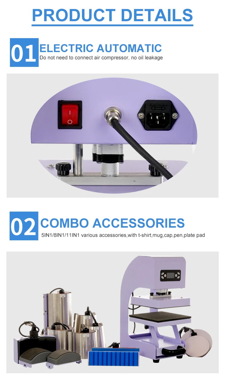Good Quality Auto Open Hat\ Mug\Tshirt All in One 9 in 1 Combo Heat Press Machine