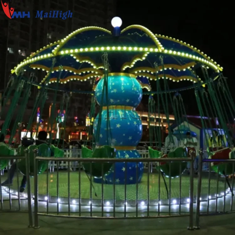 Outdoor/Indoor Garden Playhouse School Kindergarten Airport Use 16 Seats Park Rides Kids Swing Fruit Flying Chair