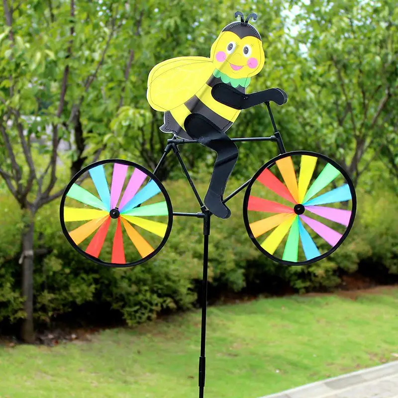 Kids Summer Animal Cycling Windmill 3d Cartoon Colourful Wind Spinner Garden Outdoor Yard Lawn Decoration Kids Toys