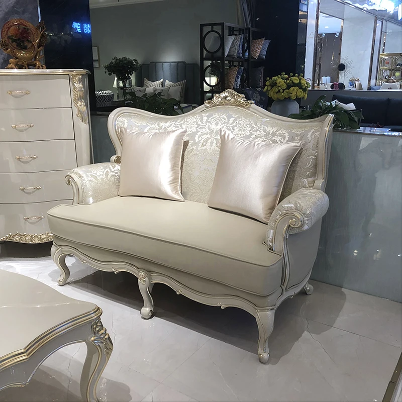European 123 combination of new classical French sofa luxury solid wood cloth sofa