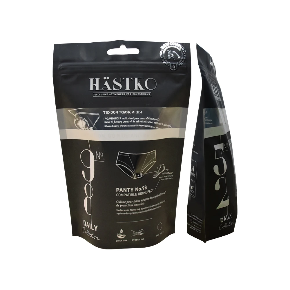 
Custom Eco Biodegradable Zip Lock Garment Plastic Packaging Bag For Clothes Underwear Stocks 