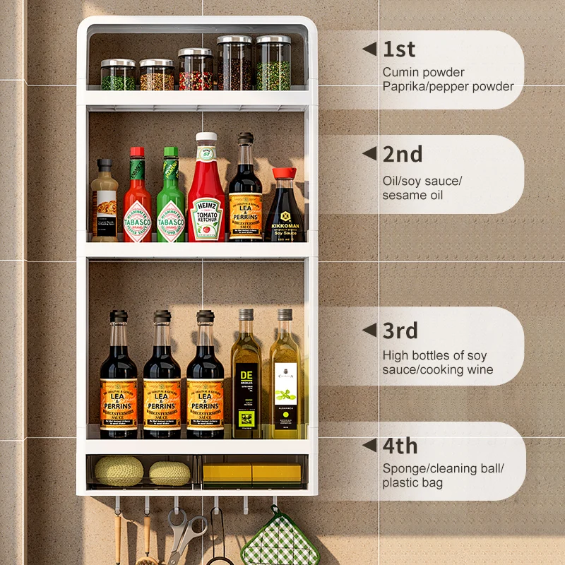 Wholesales Wall Hanging Shelves Spice Organizers For Kitchen Accessories Srorage Rack Shelf Storage Holders Racks