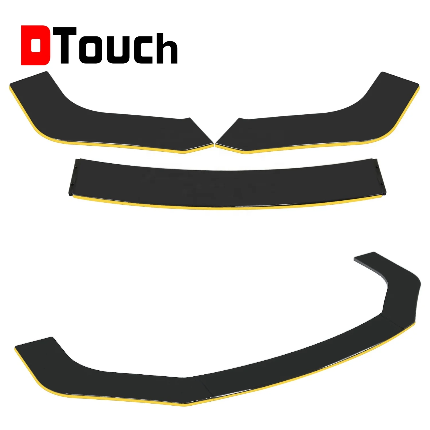 DTOUCH универсальный автомобильный 3 шт. передняя губа двухцветный глянцевый черный + желтый универсальный плоский передний бампер передняя губа сепаратор