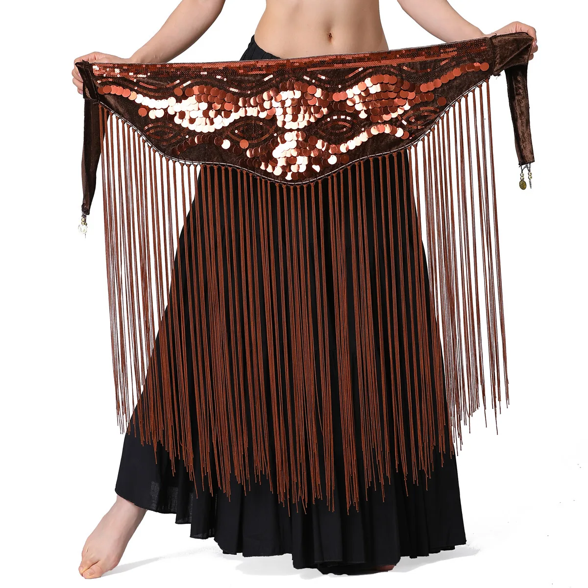 Sexy half circle sequin wrap Hip skirt Belly dance stage wear for women