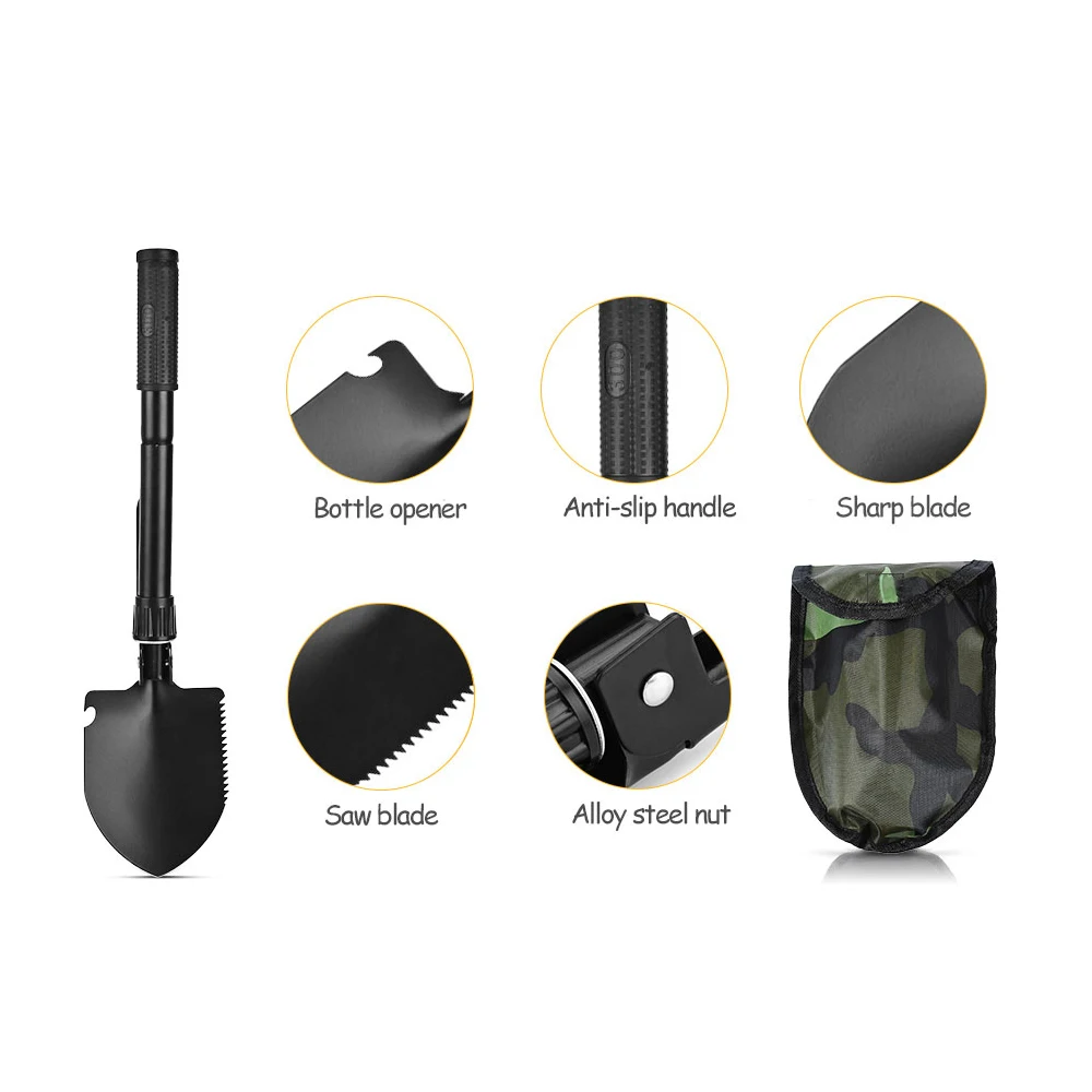 Outdoor Camping Hiking Survival Shovel Multifunctional Mini Foldable Shovel for Gardening Camping Tools Emergency